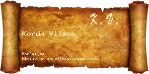 Korda Vilmos névjegykártya